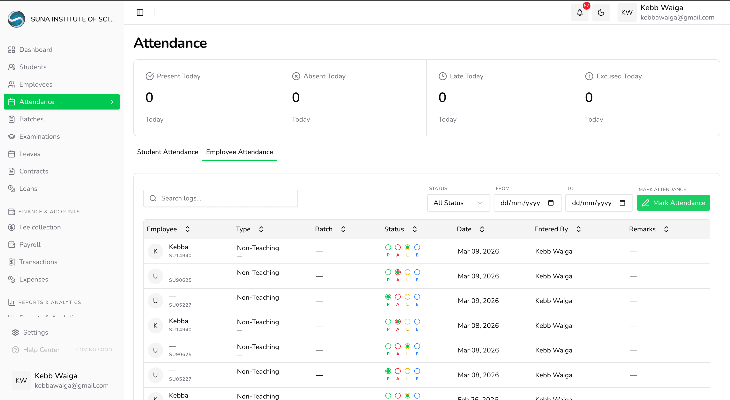 Employee attendance — EduGambia
