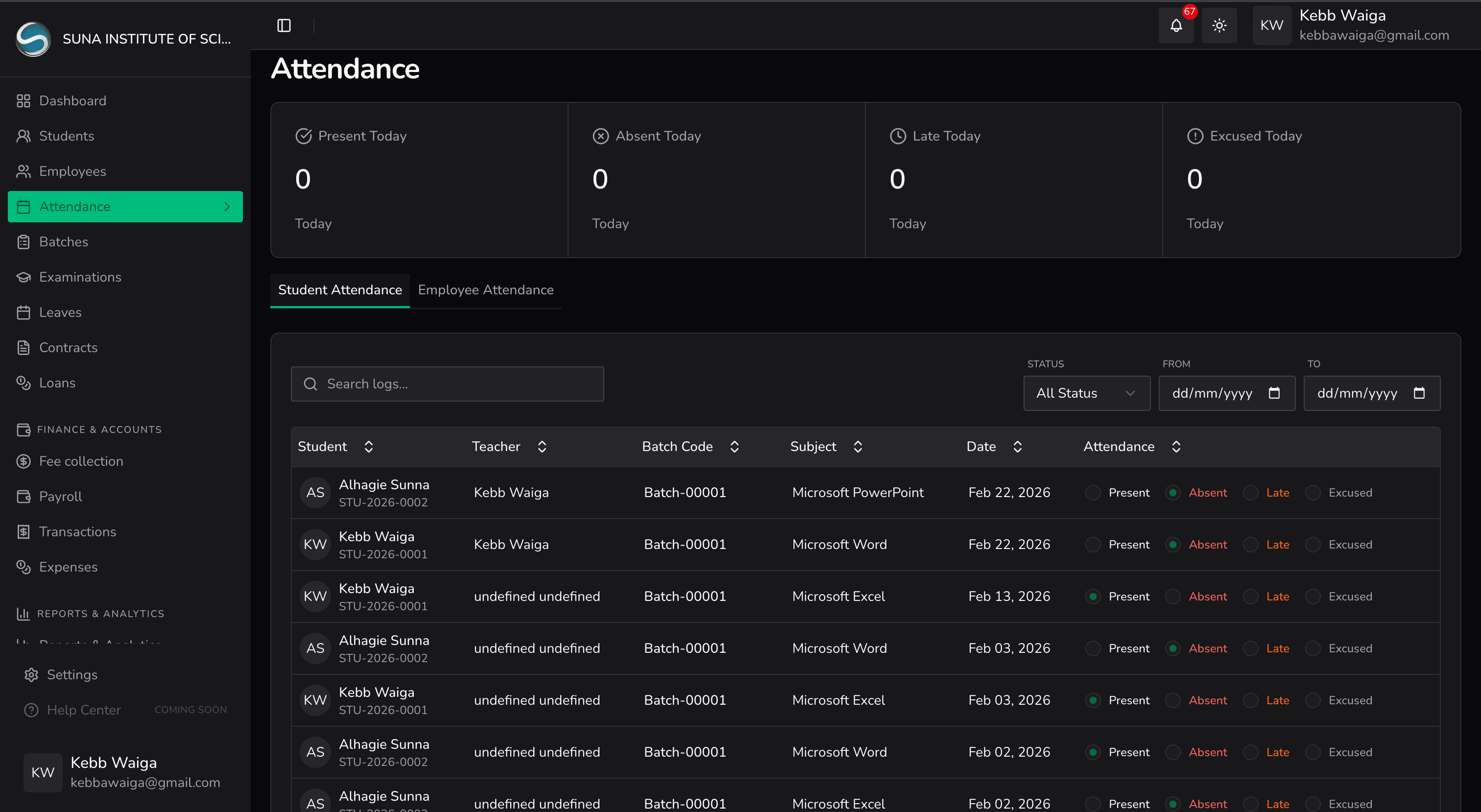 Student attendance — EduGambia